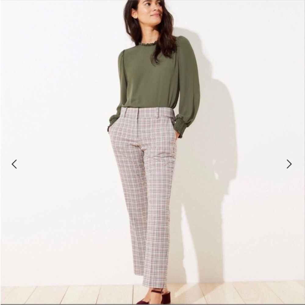 LOFT Plaid Multicolor Straight Leg Pants